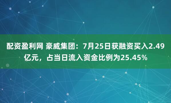 配资盈利网 豪威集团：7月25日获融资买入2.49亿元，占当日流入资金比例为25.45%